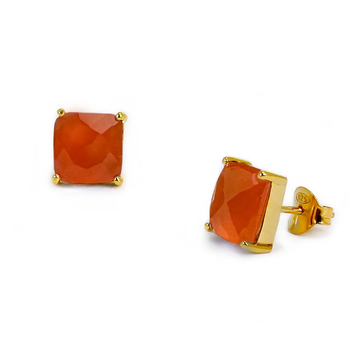 Carnelian Cushion Cut Studs