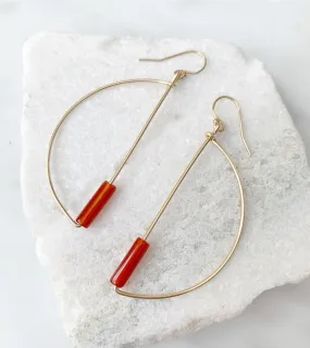 Carnelian Half Moon Hoops