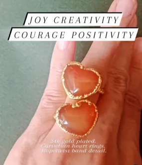 Carnelian heart ropetwist ring