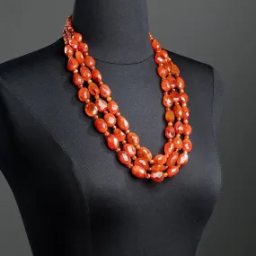 Carnelian Necklace, Three Strands