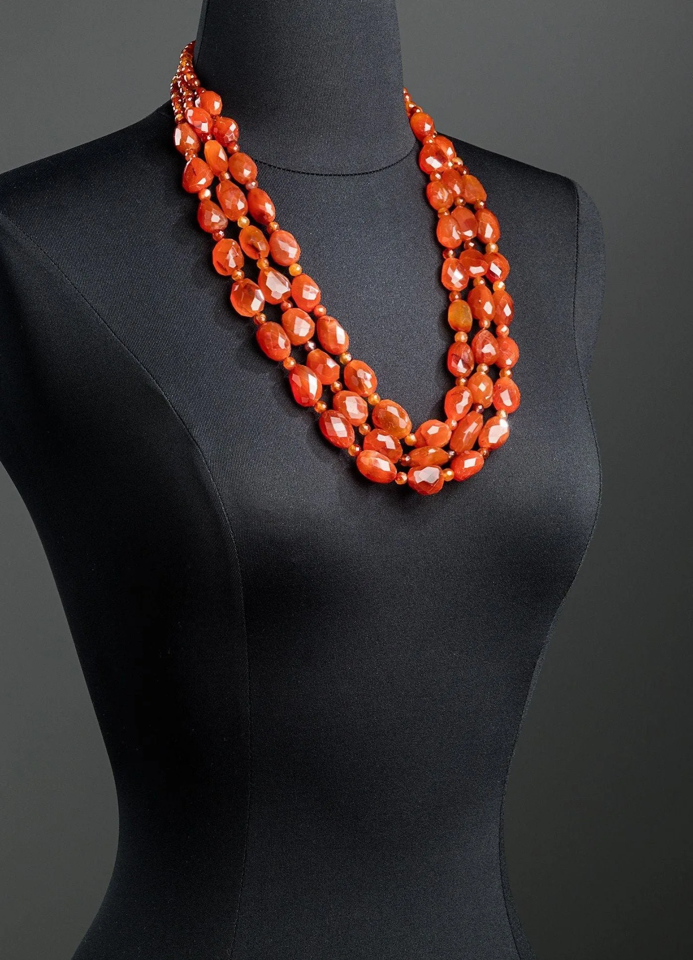 Carnelian Necklace, Three Strands