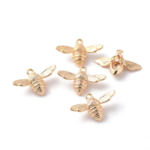 Charms, Bee, 18K Gold Plated, Brass, 11.5mm