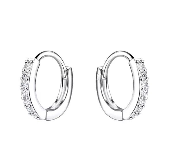 Cherished Moments - Sterling Silver 10mm CZ Huggie Earring