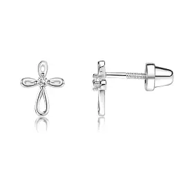 Cherished Moments - Sterling Silver Open Infinity Cross Earring