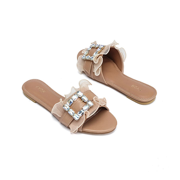 Crystal Brooch Round toe Sandal MY 316