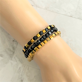 Crystal Cube Bracelets in Black, Gold and Clear