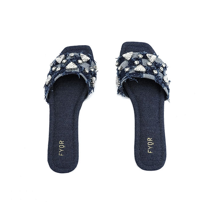 Crystal Embellished Denim Sandal MY 311