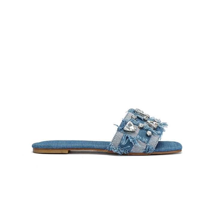 Crystal Embellished Denim Sandal MY 311