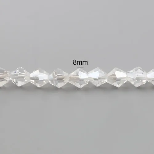 Crystal Glass Beads, Austrian Crystal, Faceted, Bicone, Clear, AB, 8mm