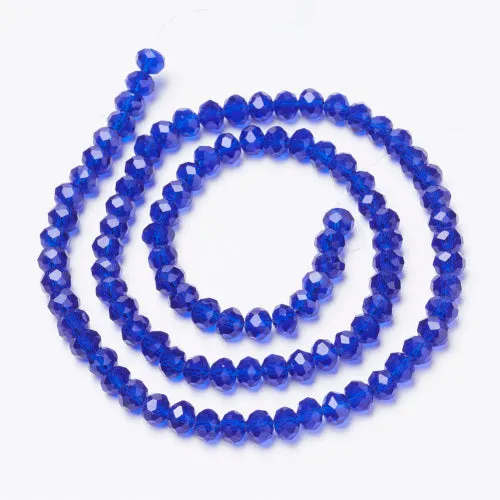 Crystal Glass Beads, Rondelle, Transparent, Faceted, Blue, 8mm