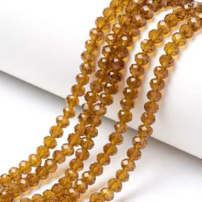 Crystal Glass Beads, Rondelle, Transparent, Faceted, Dark Goldenrod, 8mm