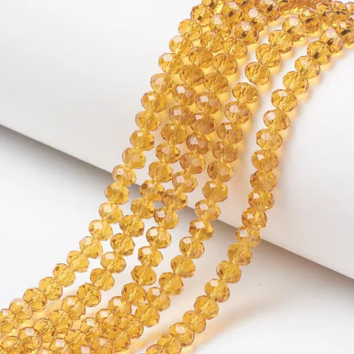 Crystal Glass Beads, Rondelle, Transparent, Faceted, Goldenrod, 8mm