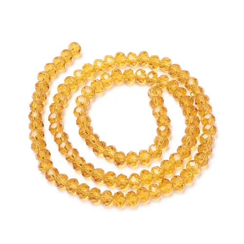 Crystal Glass Beads, Rondelle, Transparent, Faceted, Goldenrod, 8mm