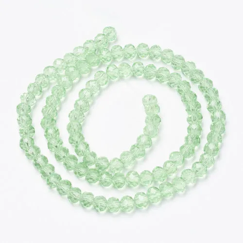 Crystal Glass Beads, Rondelle, Transparent, Faceted, Pale Green, 8mm