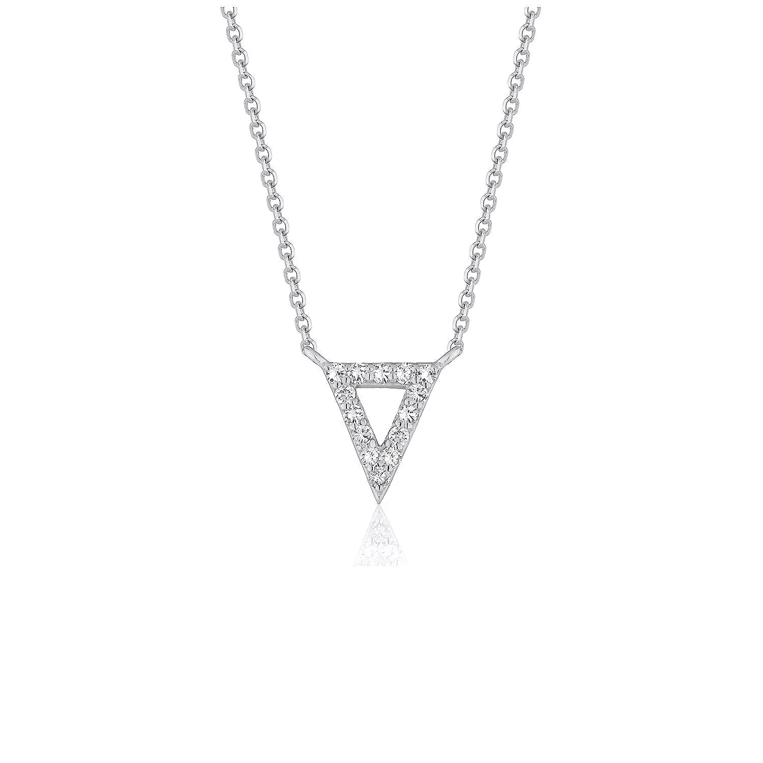 Diamond Inverted Triangle Pendant in 14k White Gold