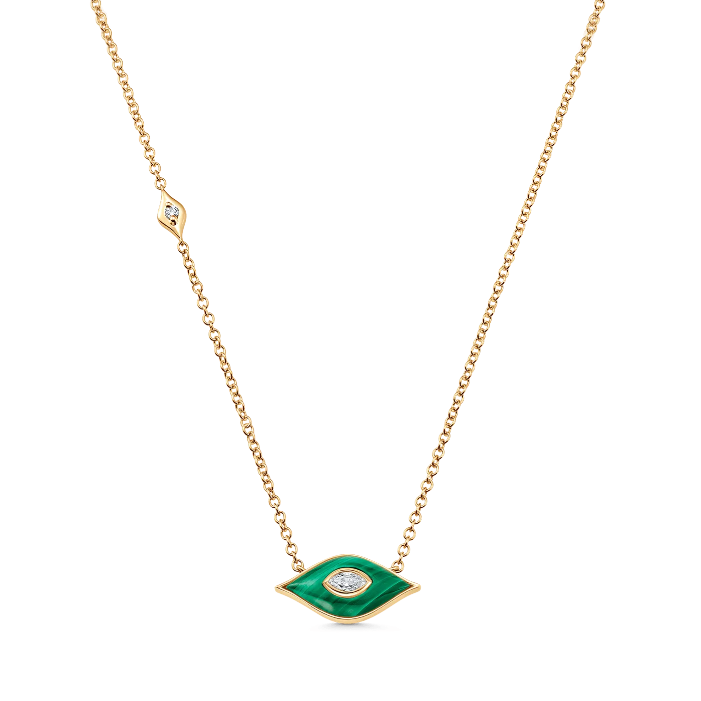 Donna Malachite and Gold Diamond Pendant Necklace