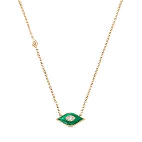 Donna Malachite and Gold Diamond Pendant Necklace