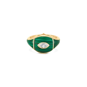 Donna Malachite and Gold Diamond Ring