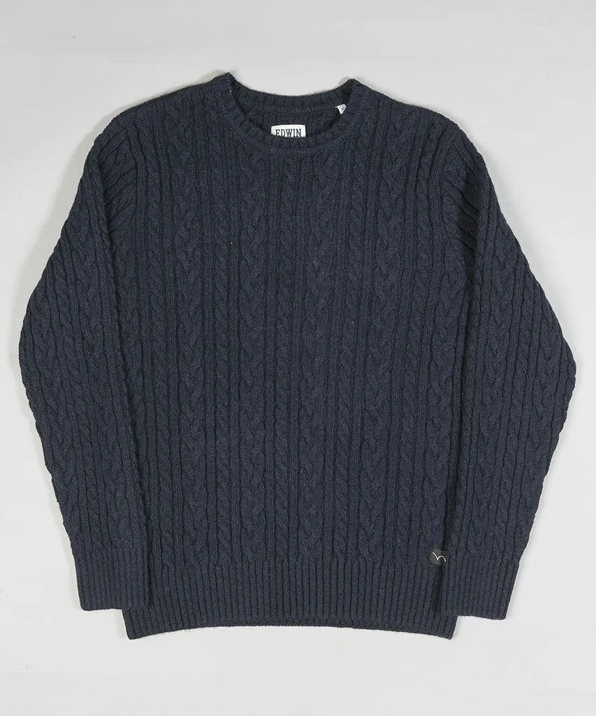 Edwin Oiler Crewneck Sweater Dark Navy