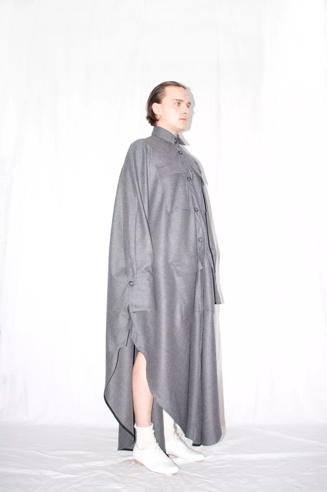 Elongated Wool Cloak Shirt