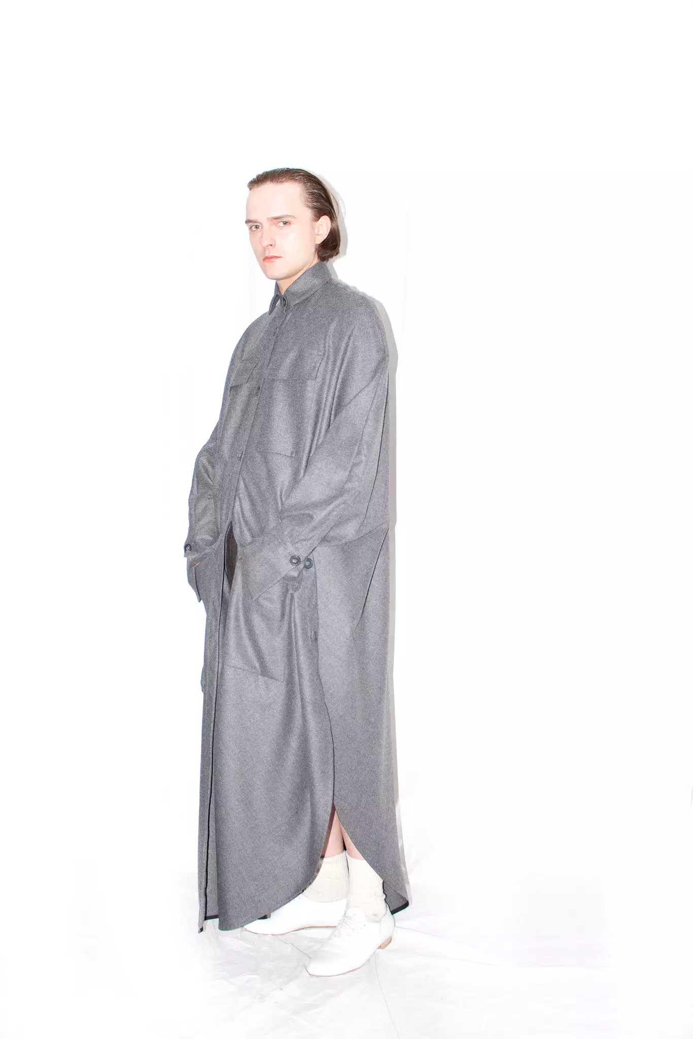 Elongated Wool Cloak Shirt