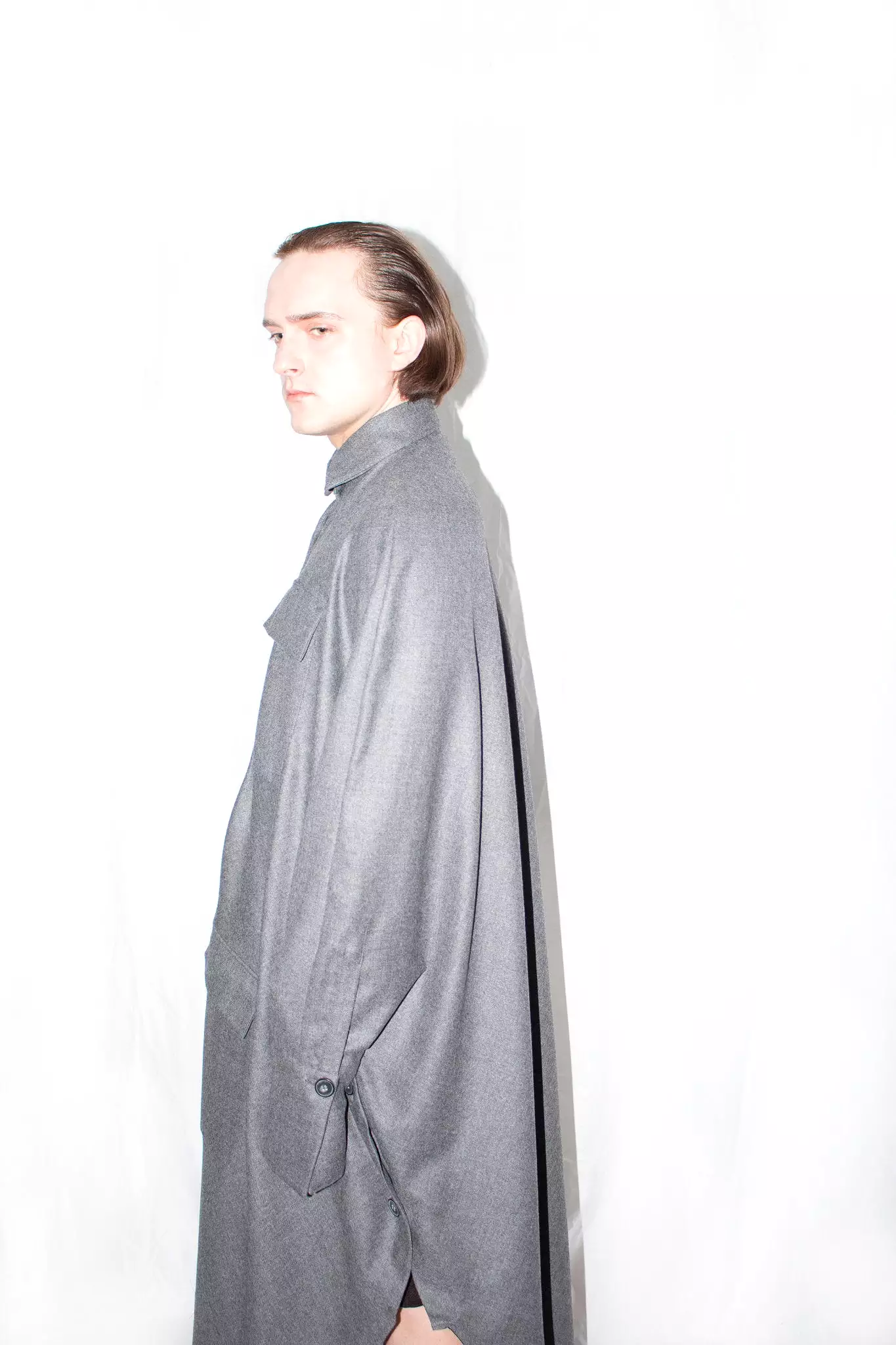 Elongated Wool Cloak Shirt