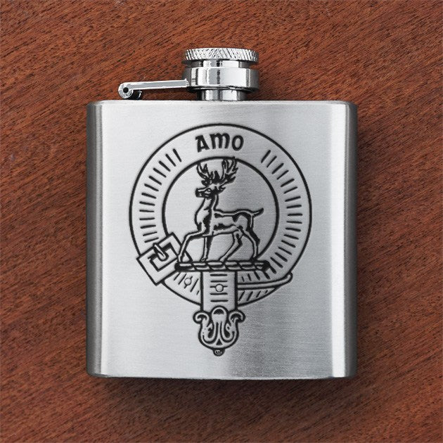 Engraved 6 oz Flask - Clan Crest