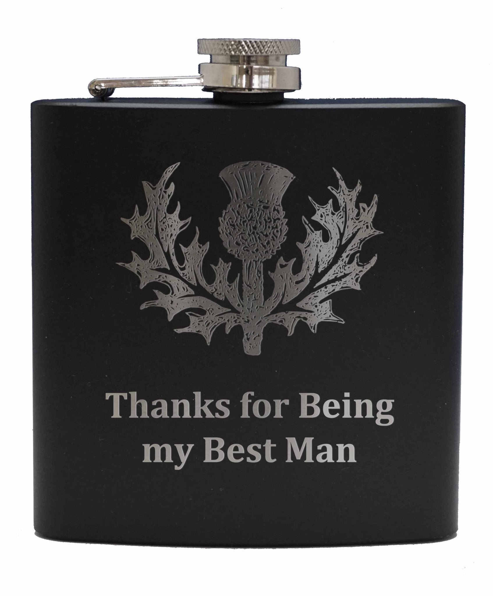 Engraved 6oz Black Hip Flask - Personal Message