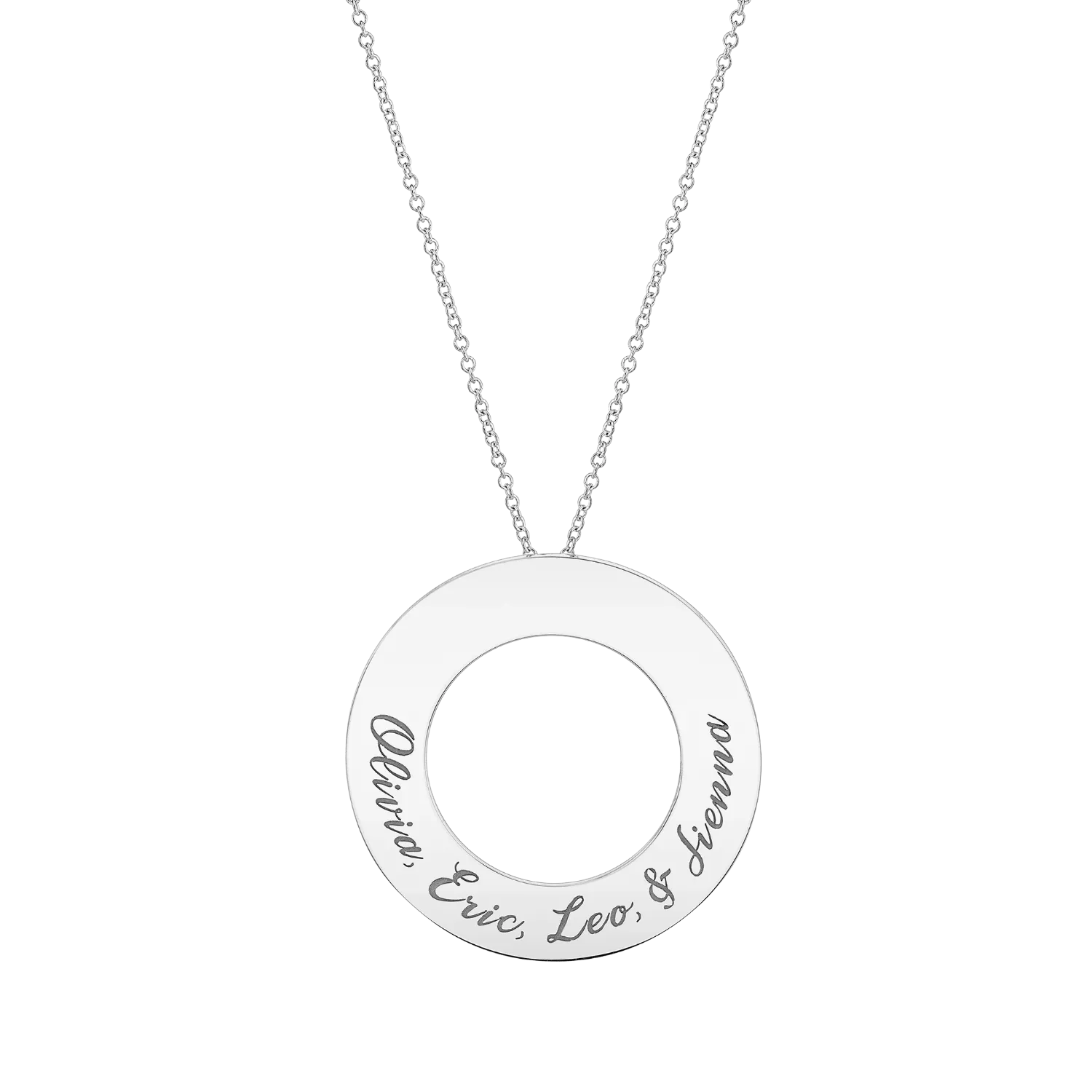 Engraved Circle Disc Necklace