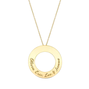 Engraved Circle Disc Necklace