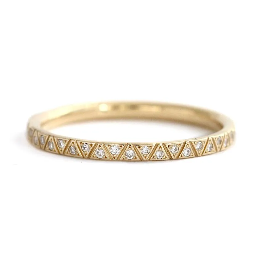 Engraved Geometric Diamond Eternity Band