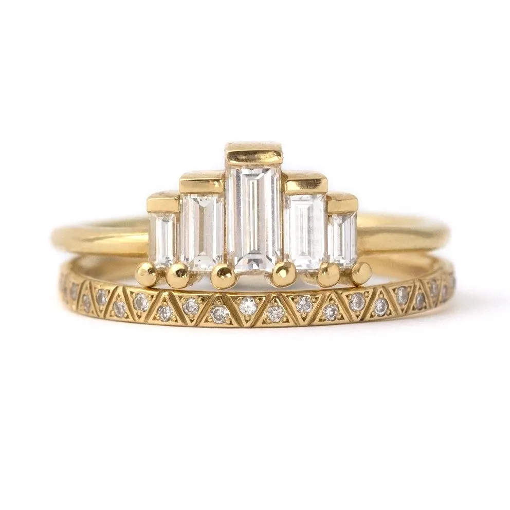 Engraved Geometric Diamond Eternity Band