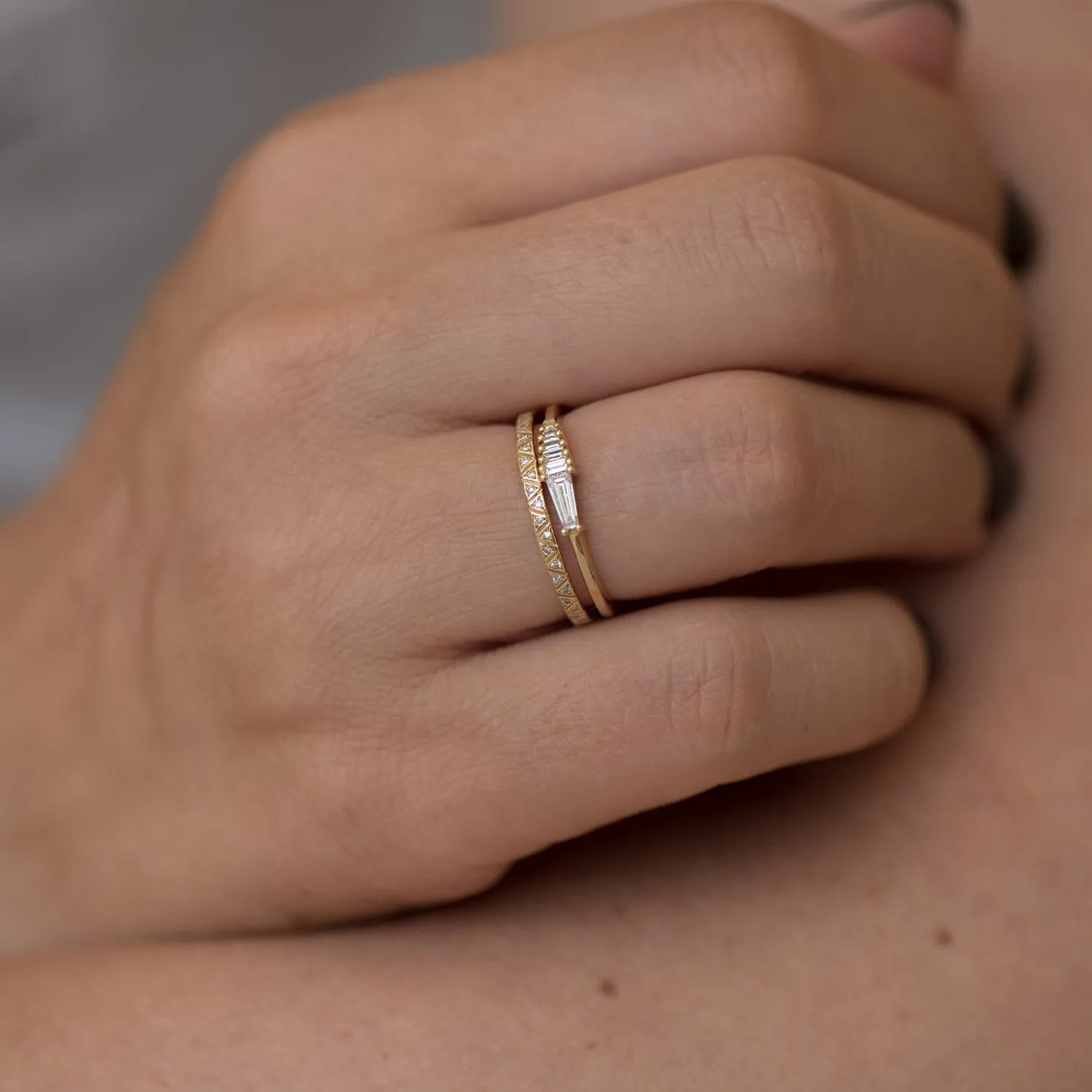 Engraved Geometric Diamond Eternity Band