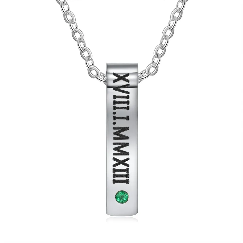 Engraved Vertical Bar Necklace