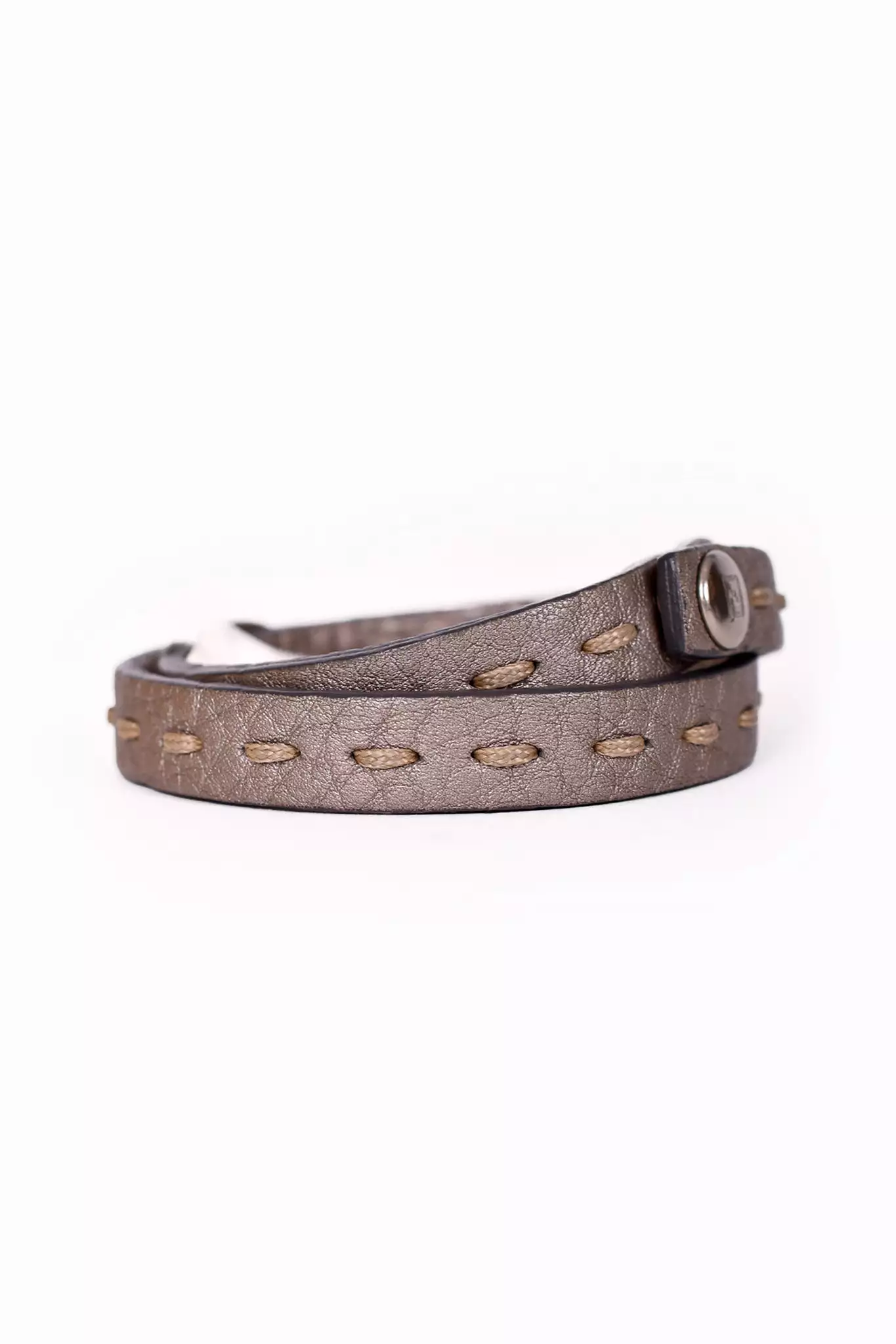 Fendi Brown Leather Logo Tag Wrap Bracelet