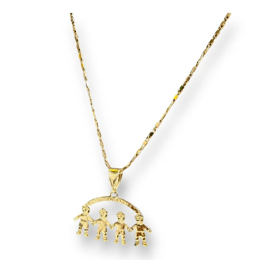 Four boys charm pendant necklace in of 14k of gold plated