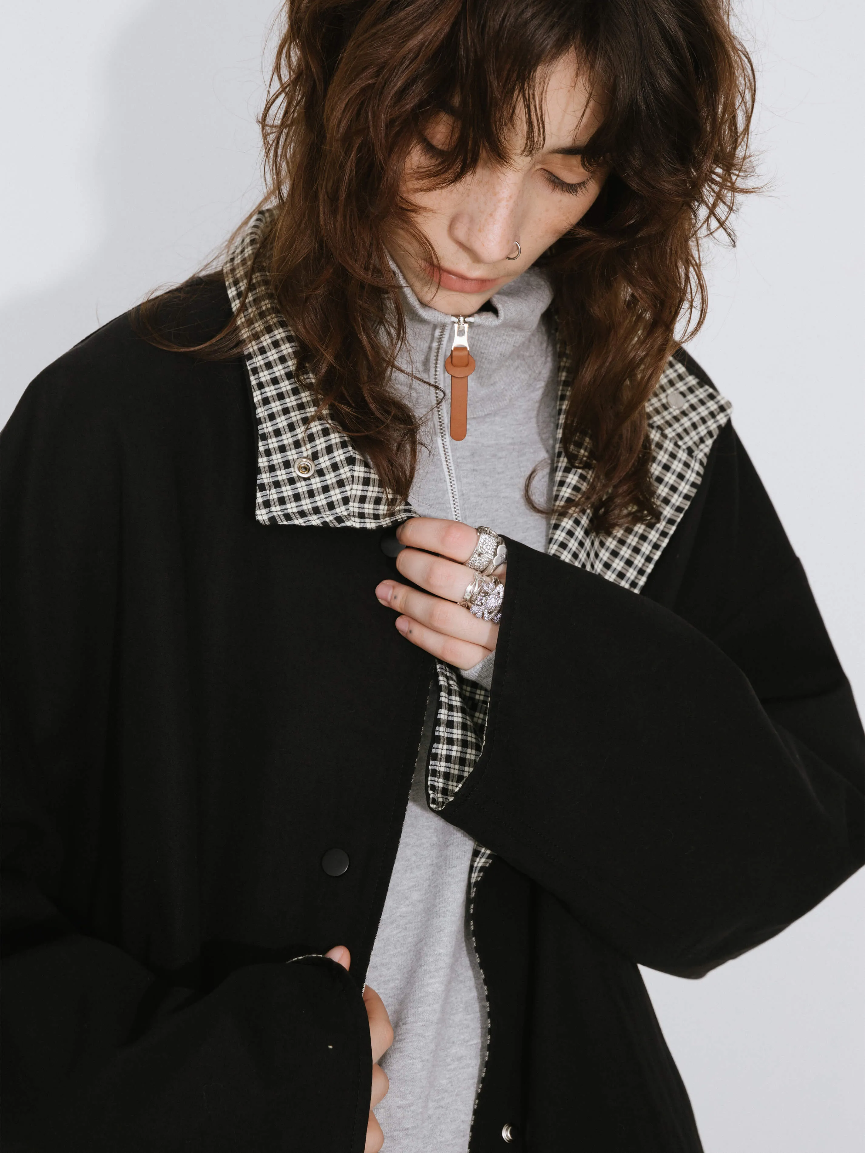 Funnel Neck Reversible Trench Coat