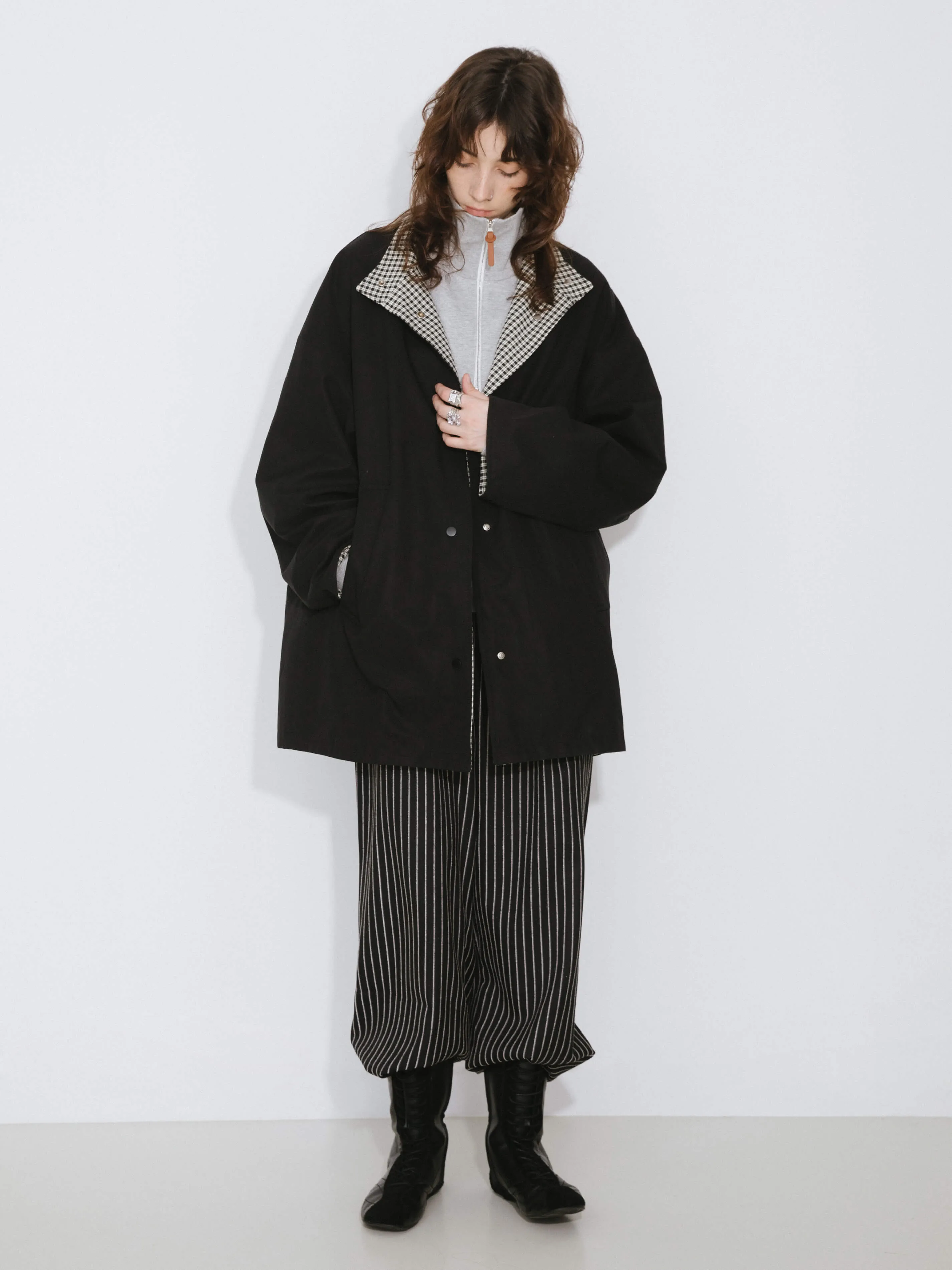 Funnel Neck Reversible Trench Coat