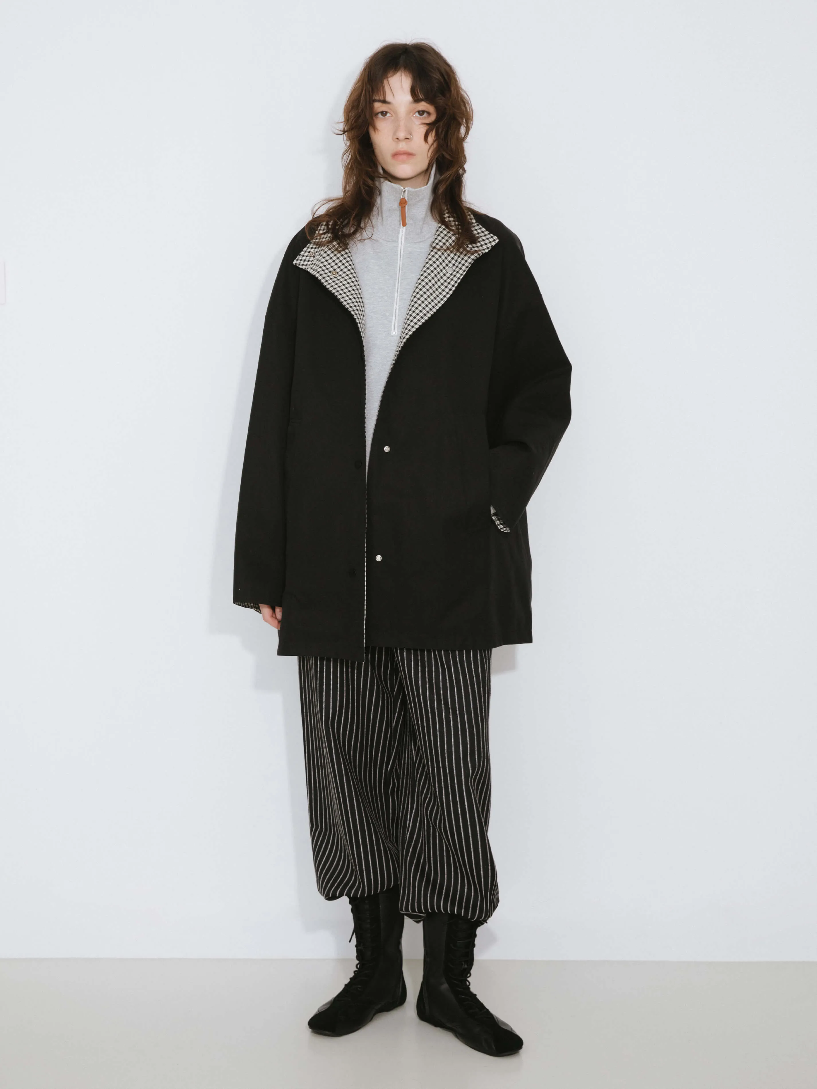 Funnel Neck Reversible Trench Coat