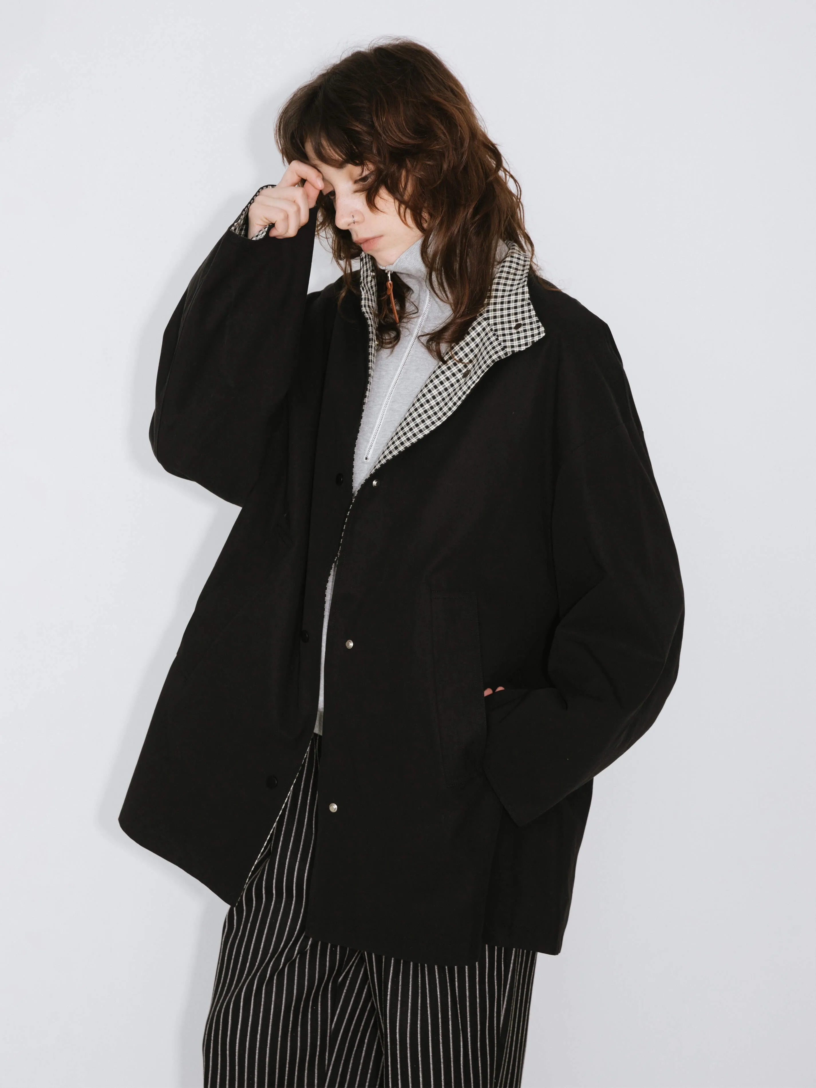 Funnel Neck Reversible Trench Coat