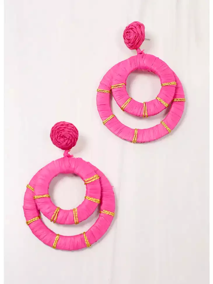 GIlbert Wrapped Drop Earring - HOT PINK