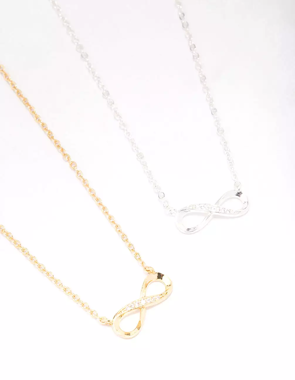 Gold & Silver Plated Infinity Cubic Zirconia Pendant Necklace