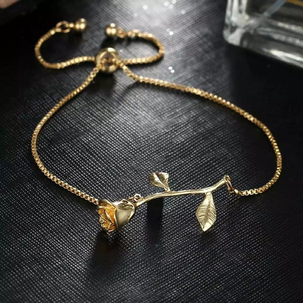 Gold Adjustable Rose Bracelet