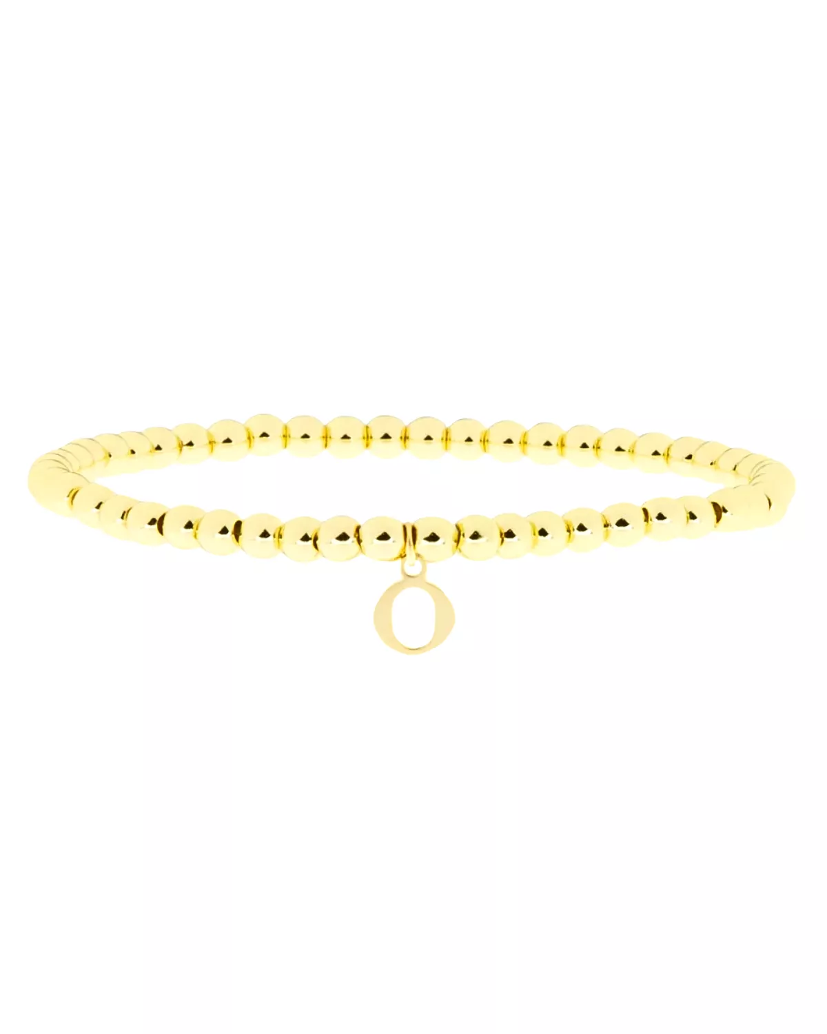 Gold Brass Initial Charm Ball Bracelet - O