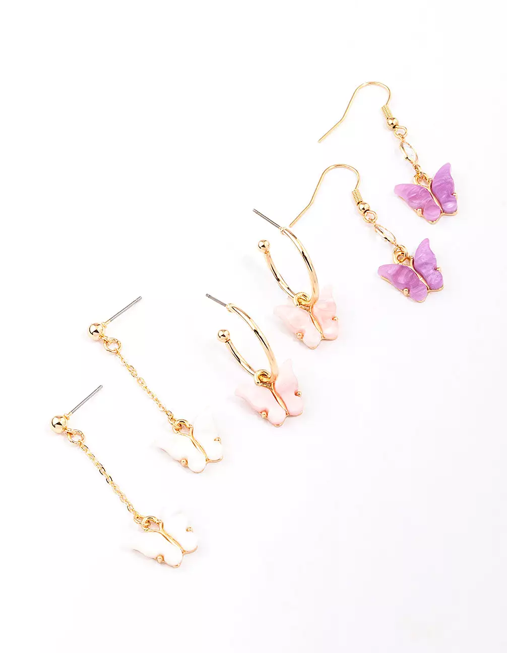 Gold Butterfly Drop Earring 3-Pack