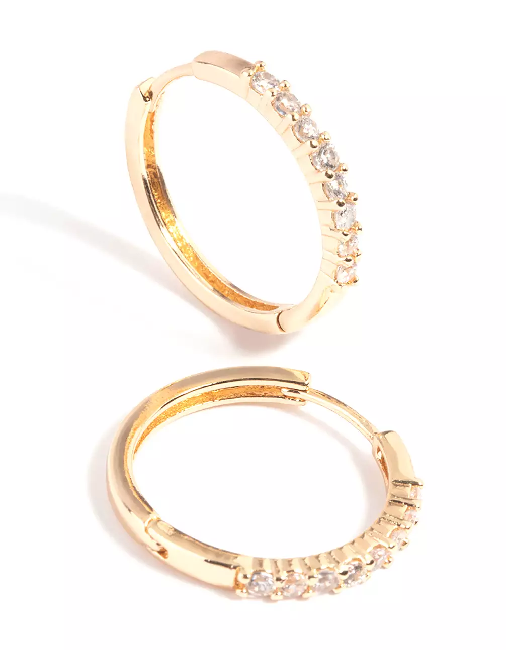 Gold Cubic Zirconia Huggie Hoop Earrings