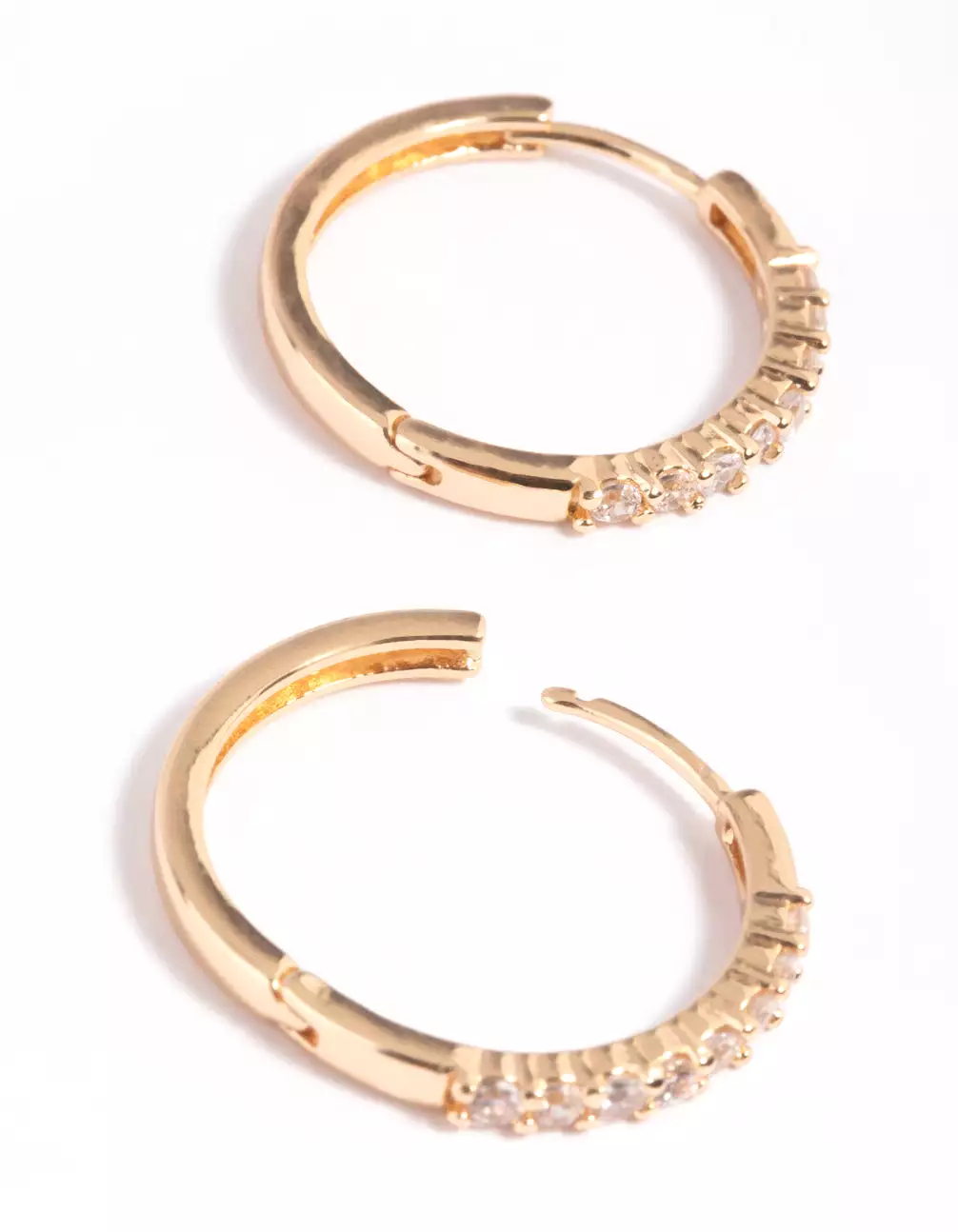 Gold Cubic Zirconia Huggie Hoop Earrings