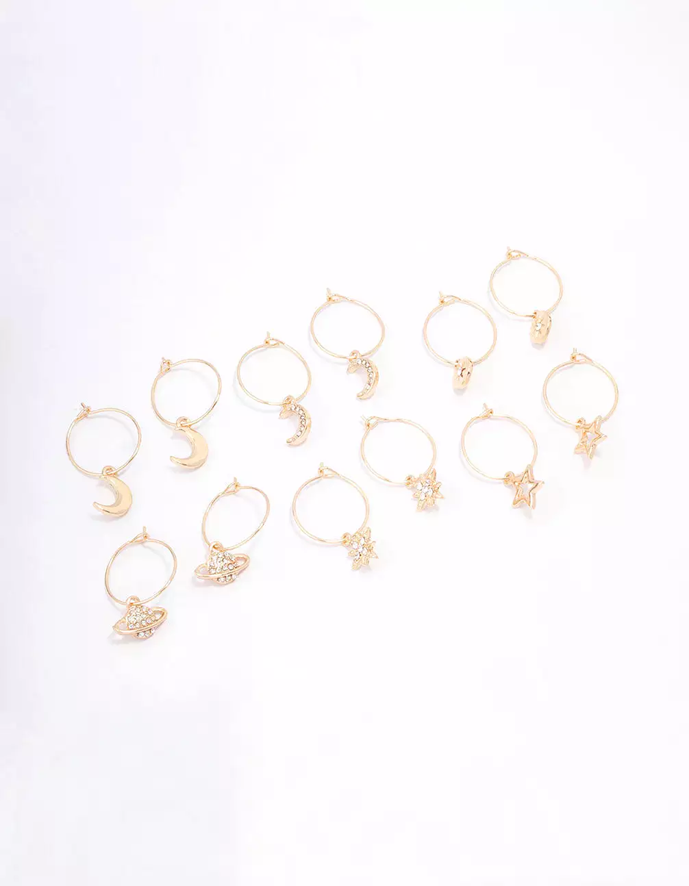 Gold Galaxy Wire Hoop Earring 6-Pack