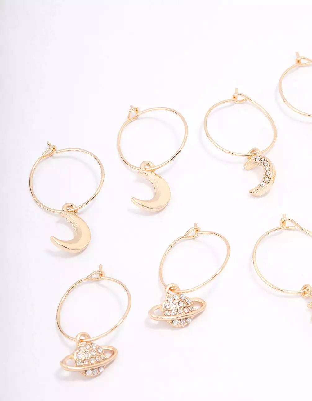 Gold Galaxy Wire Hoop Earring 6-Pack