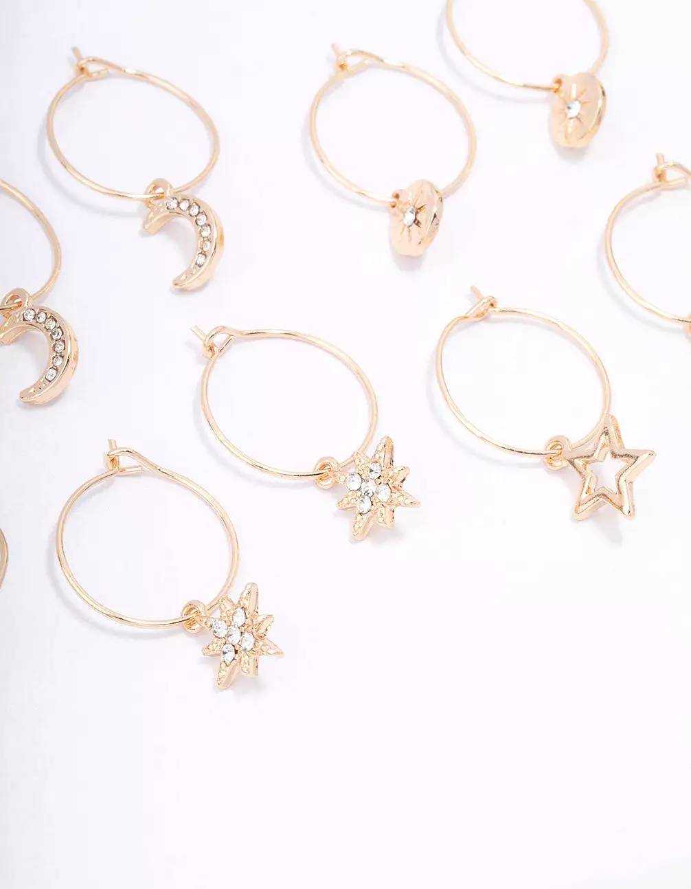 Gold Galaxy Wire Hoop Earring 6-Pack